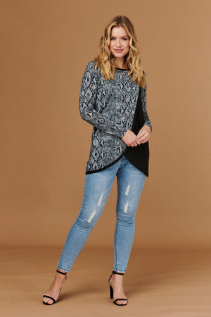 Blue | Snake Print Wrap Front Top