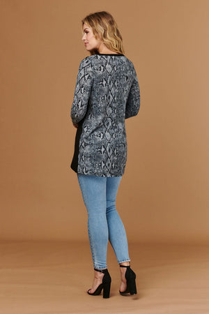 Blue | Snake Print Wrap Front Top