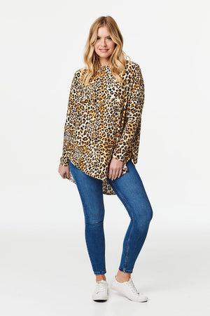 Beige | Animal Print Long Sleeve T-Shirt