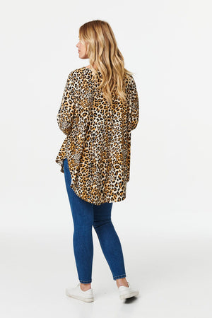 Beige | Animal Print Long Sleeve T-Shirt