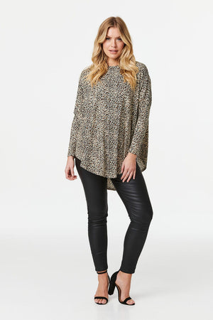 Brown | Animal Print Long Sleeve T-Shirt