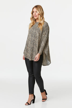 Brown | Animal Print Long Sleeve T-Shirt