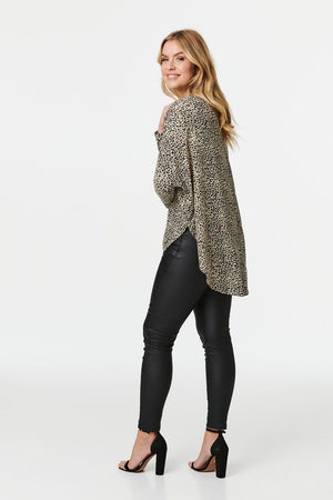 Brown | Animal Print Long Sleeve T-Shirt