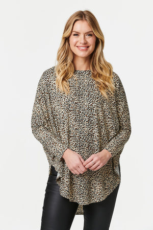 Brown | Animal Print Long Sleeve T-Shirt