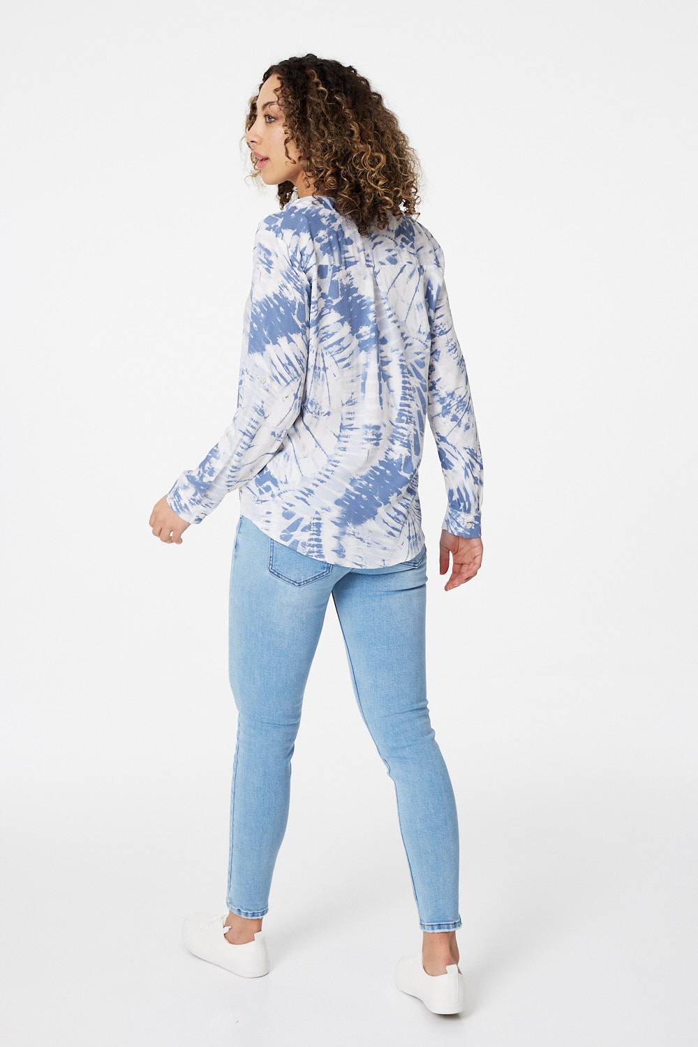 Blue | Tie Dye Long Sleeve Blouse
