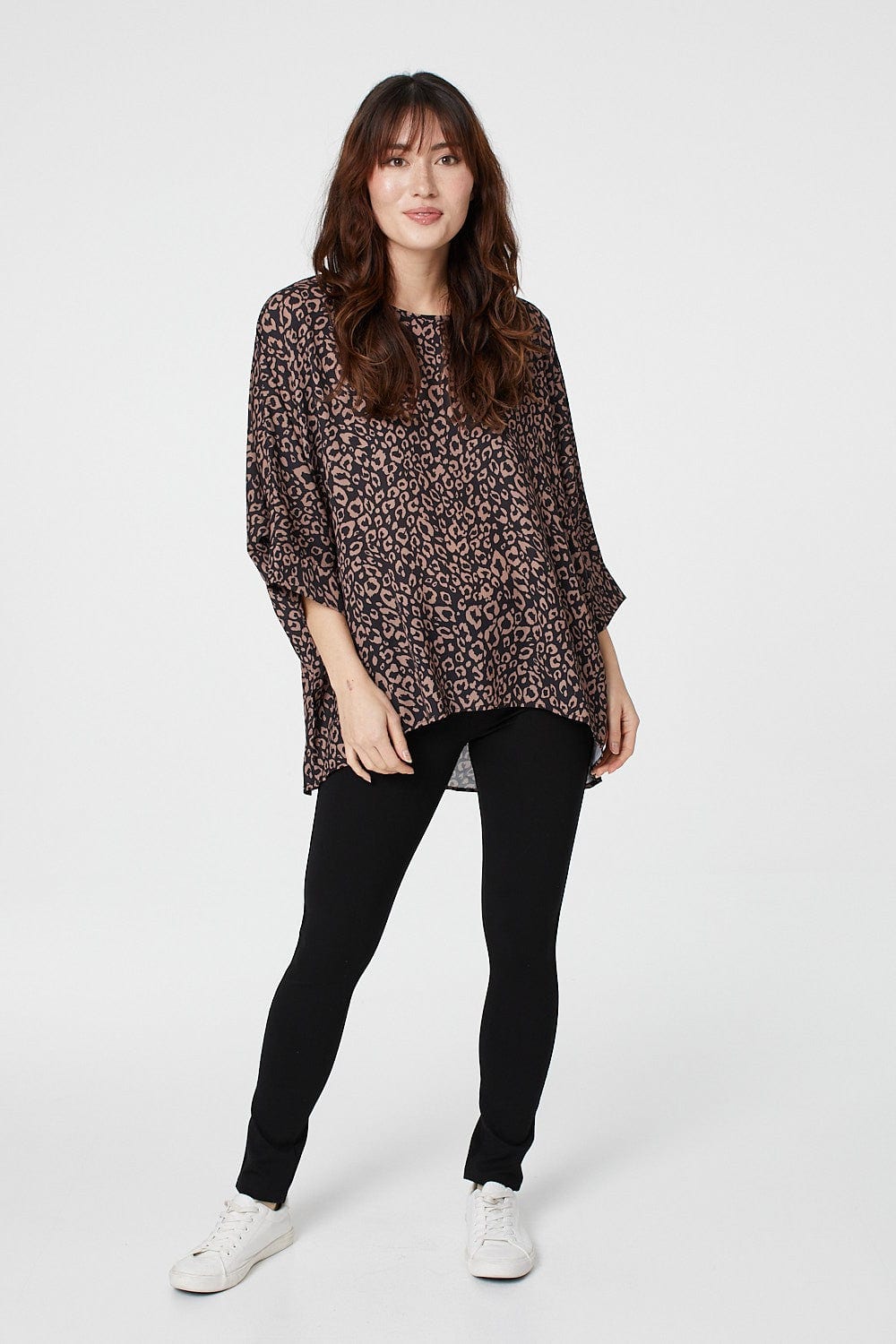 Beige | Animal Print Oversized Top