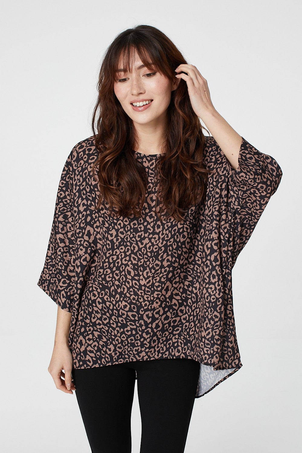 Beige | Animal Print Oversized Top