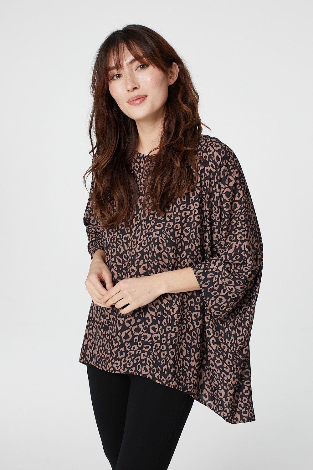 Beige | Animal Print Oversized Top