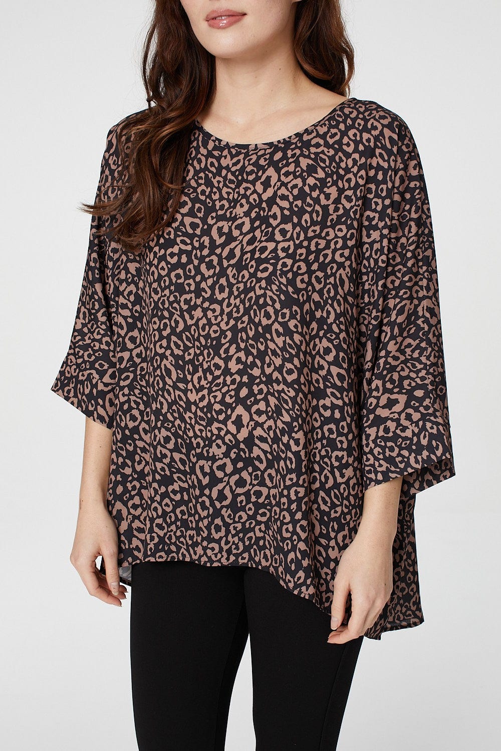 Beige | Animal Print Oversized Top