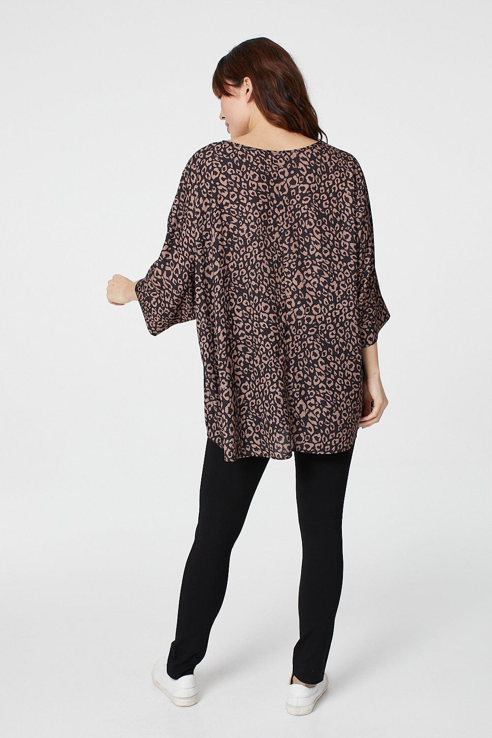 Beige | Animal Print Oversized Top