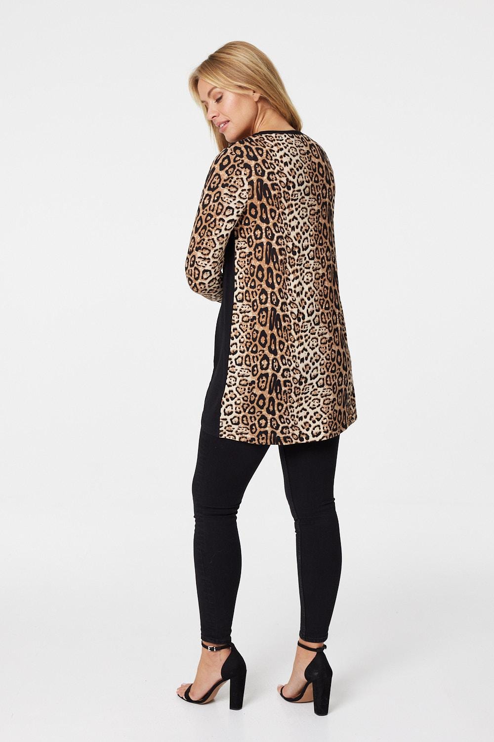 Beige | Animal Print Wrap Front T-Shirt
