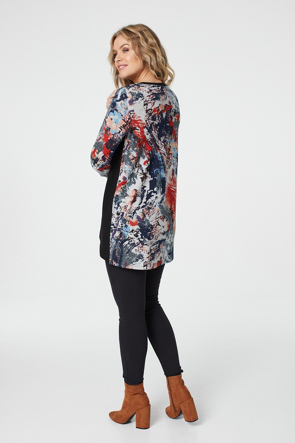 Red | Brushstroke Print Wrap Font Top