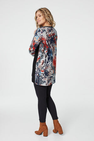 Red | Brushstroke Print Wrap Font Top