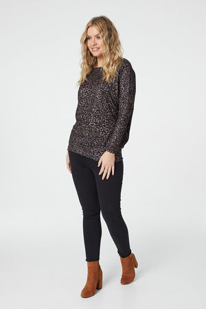 Beige | Animal Print Relaxed Jumper