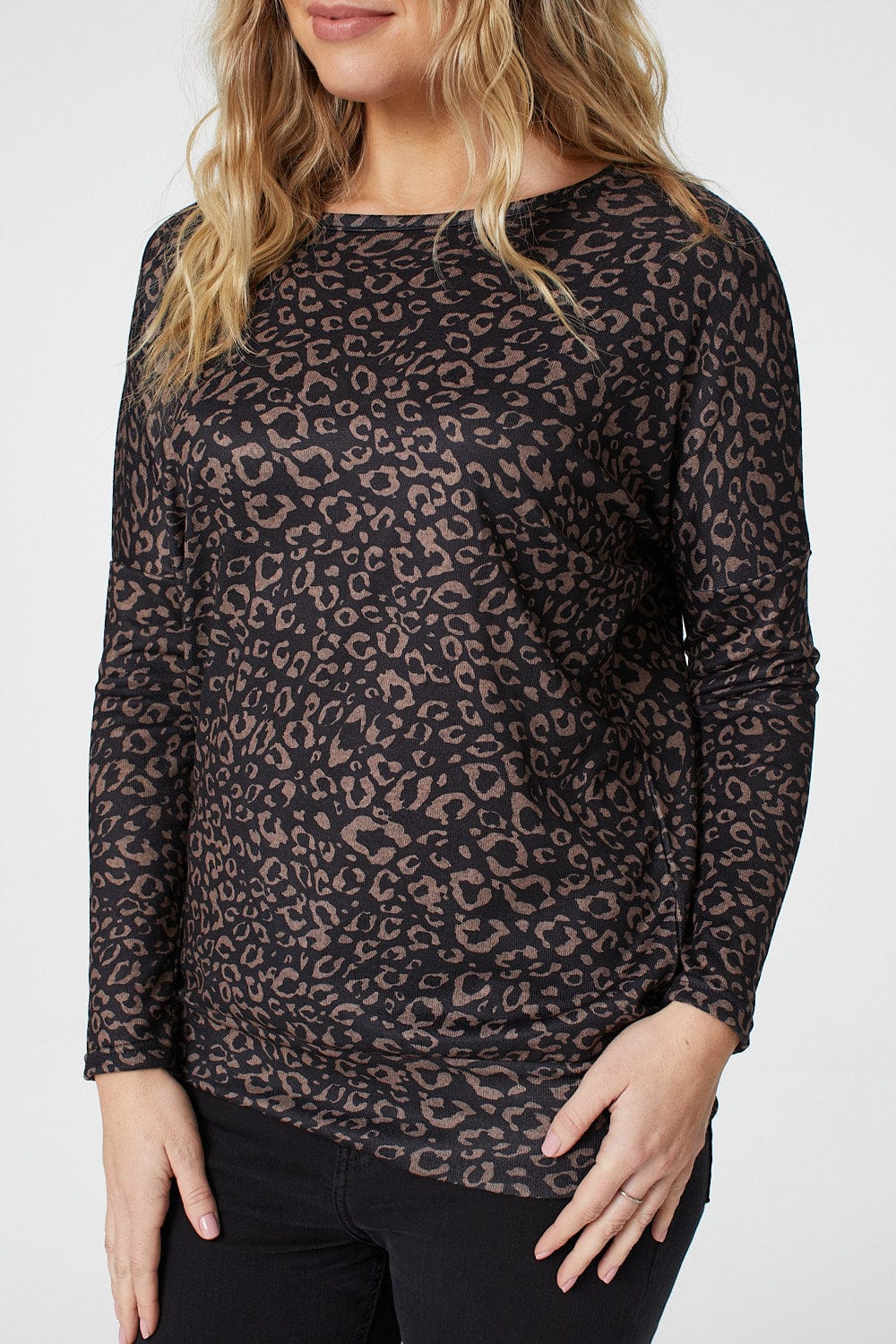 Beige | Animal Print Relaxed Jumper