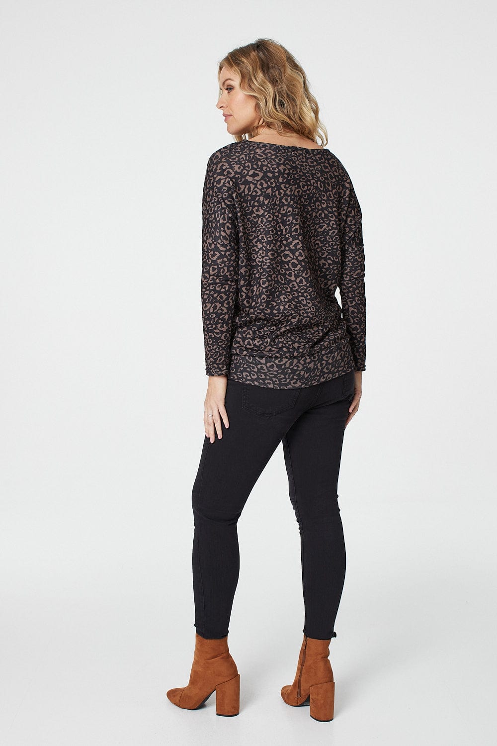 Beige | Animal Print Relaxed Jumper