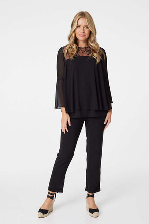 Black flowy cheap sleeve top