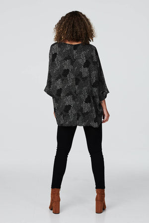 Black | Ditsy Print Oversized Blouse