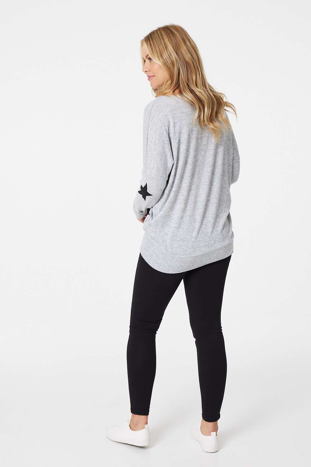 Grey | Star Print Relaxed Sweatshirt
