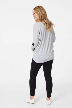 Grey | Star Print Relaxed Sweatshirt