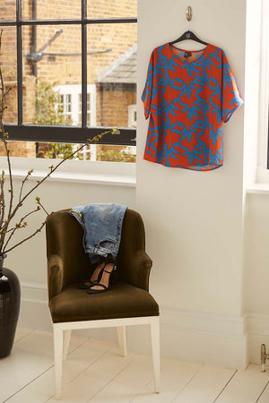 Orange | Tropical Print Oversized Blouse