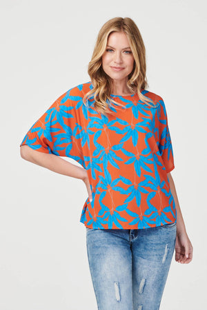 Orange | Tropical Print Oversized Blouse