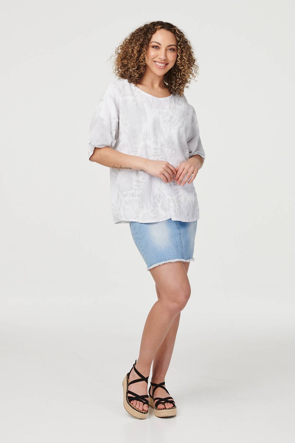 White | Tie Dye Oversized Batwing Blouse