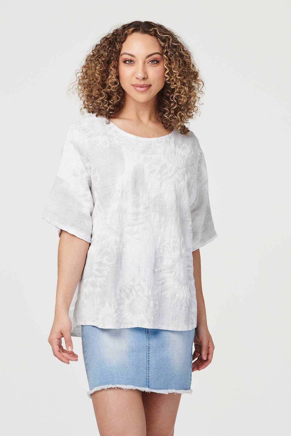 White | Tie Dye Oversized Batwing Blouse