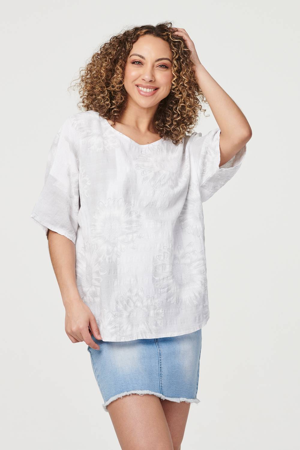 White | Tie Dye Oversized Batwing Blouse