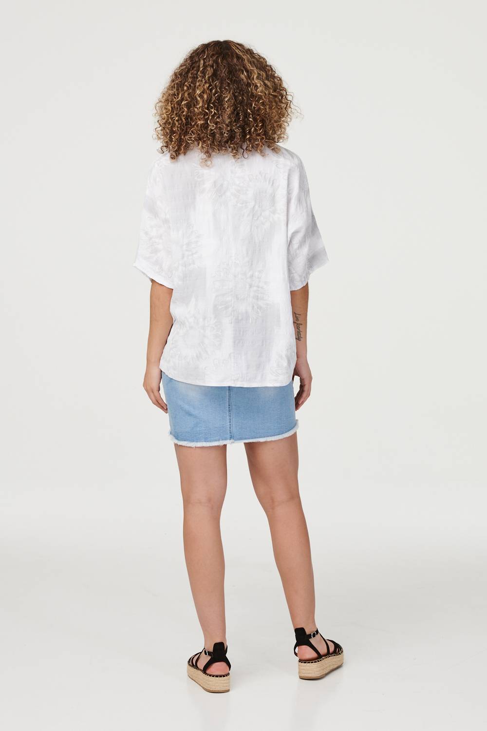 White | Tie Dye Oversized Batwing Blouse