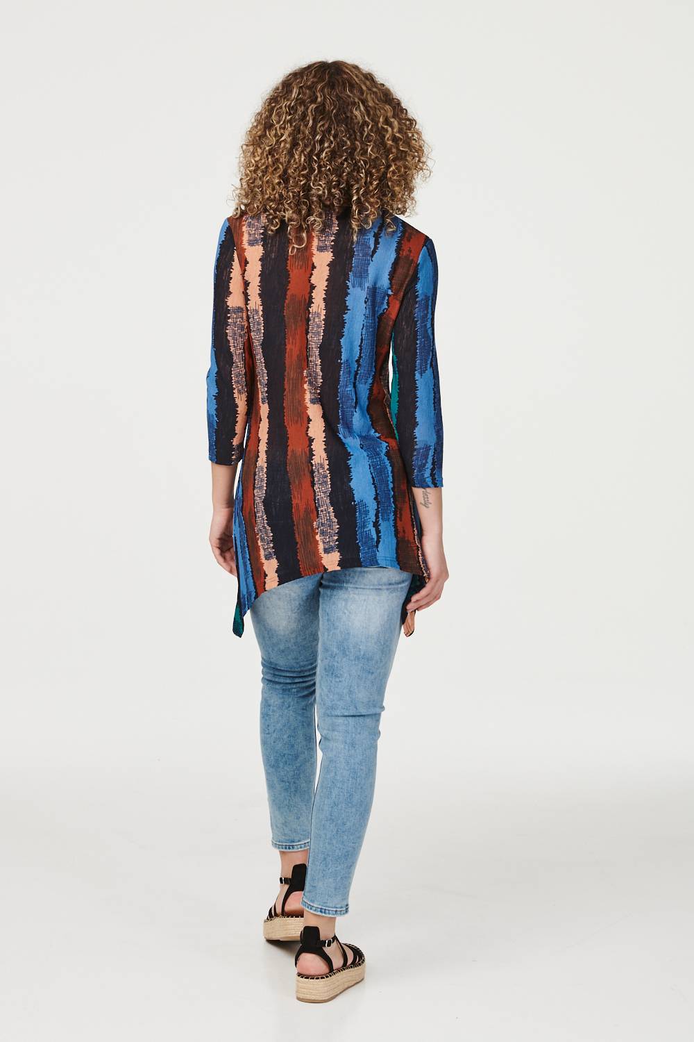 Navy | Striped Longline Hanky Hem Top