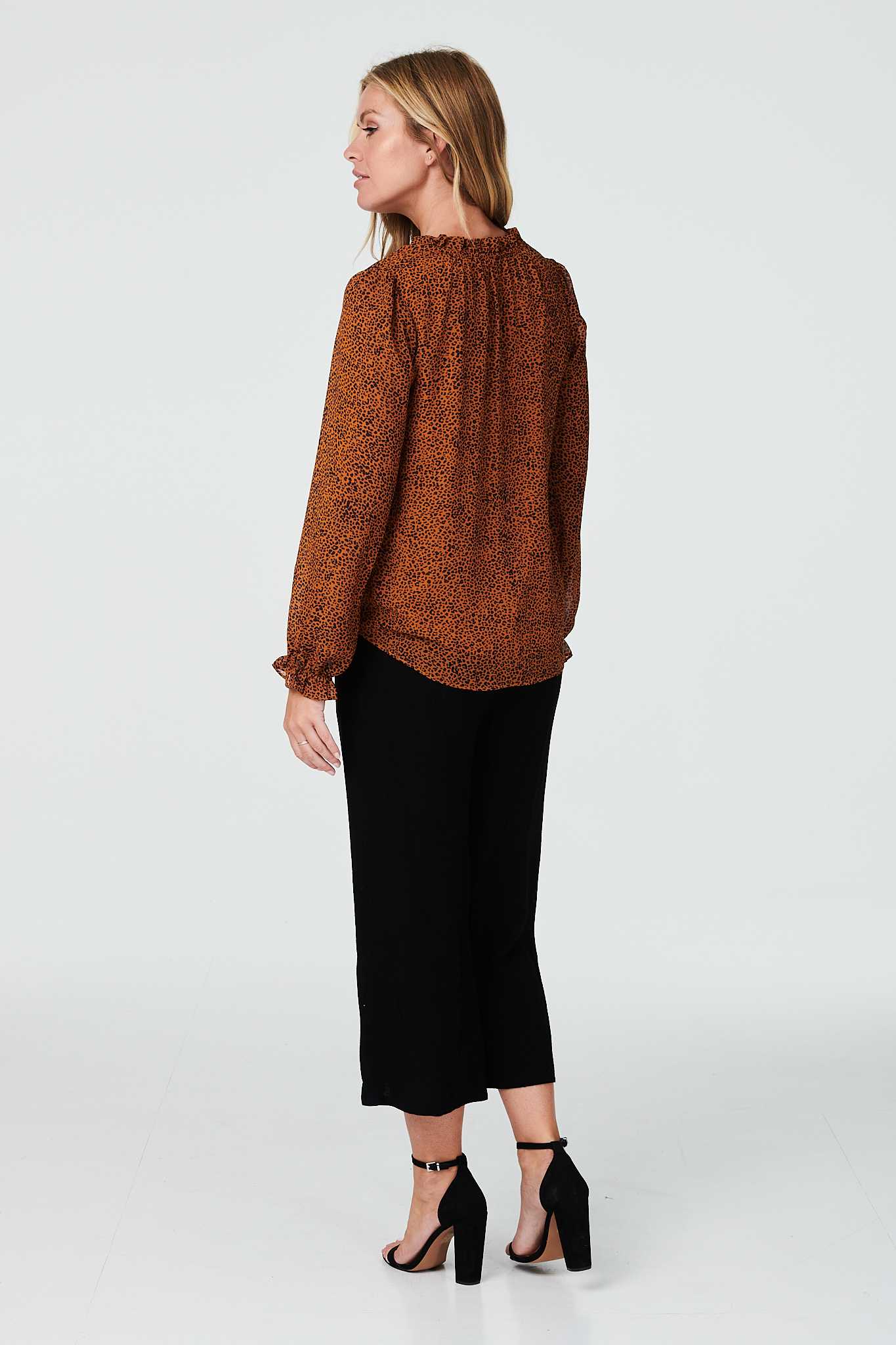 Mustard | Animal Print V-Neck Flowy  Blouse