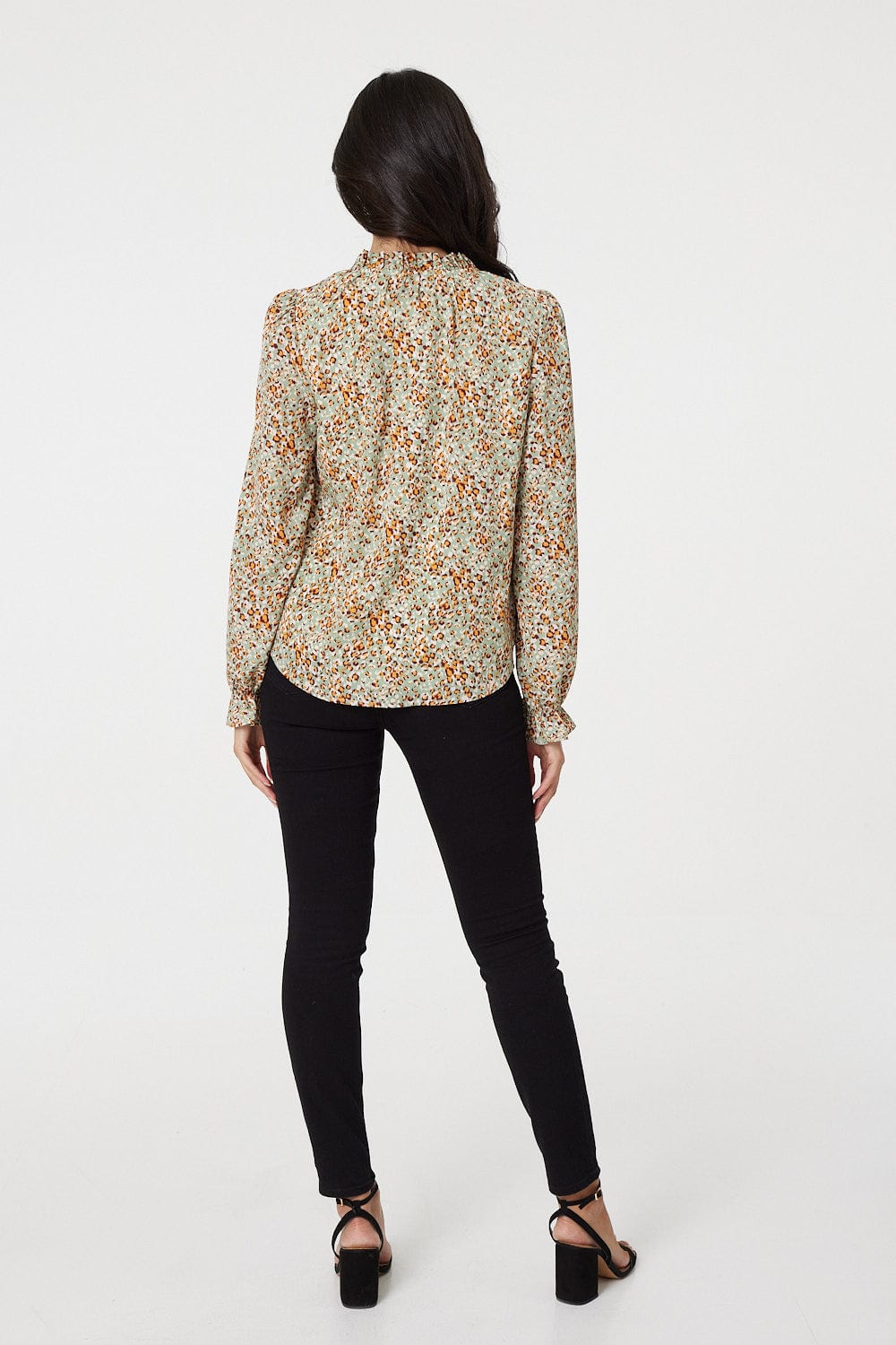 Sage | Ditsy Print Tie Front Blouse