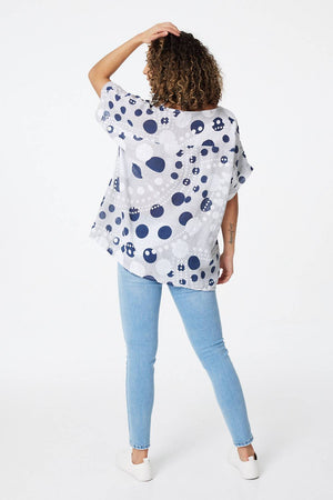 Grey | Polka Dot Oversized Top