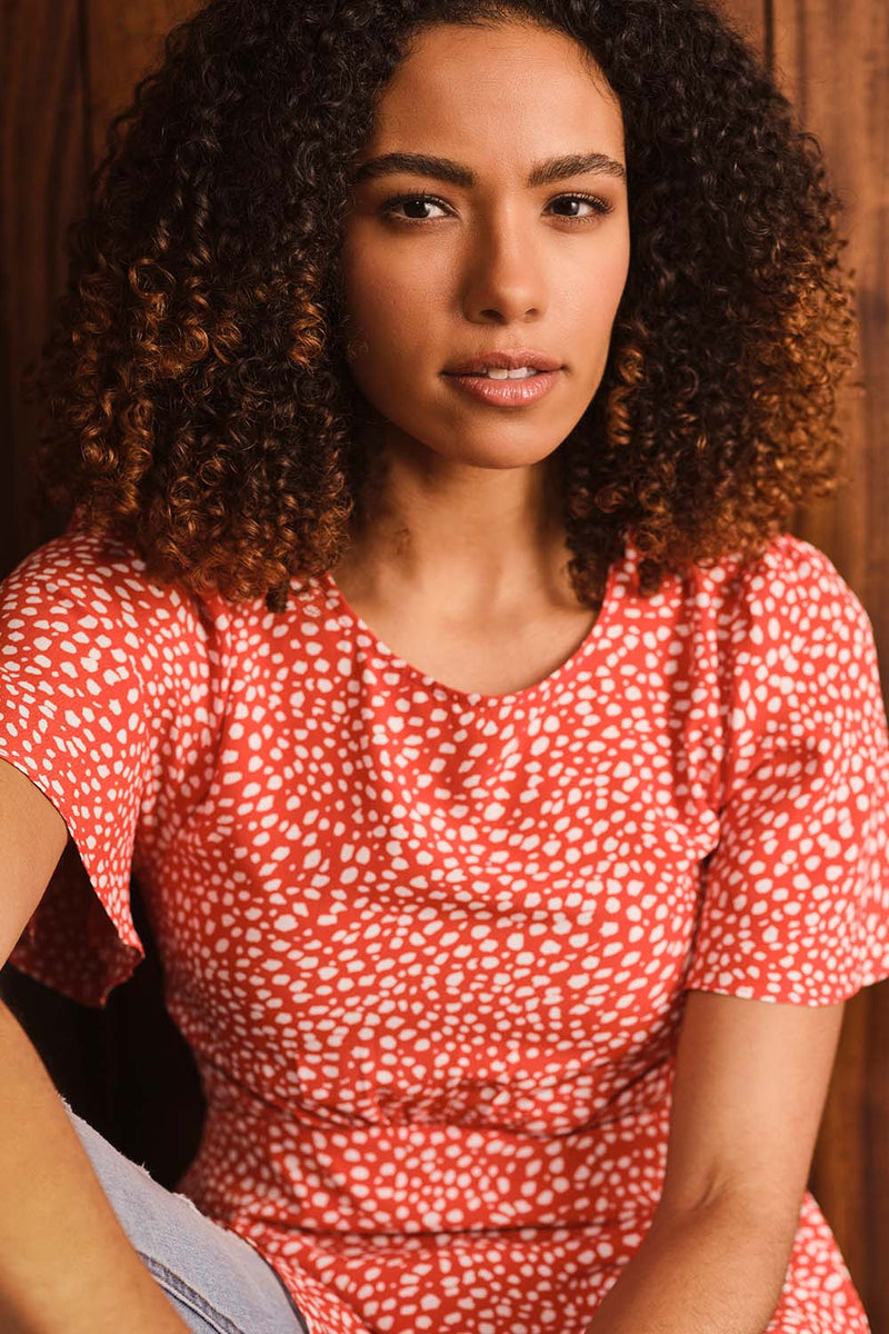 Peplum polka dot top sales