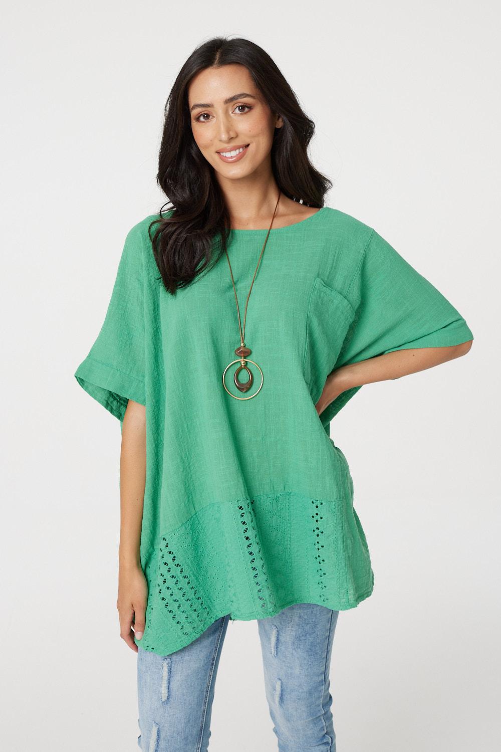 Green | Oversized Longline Blouse