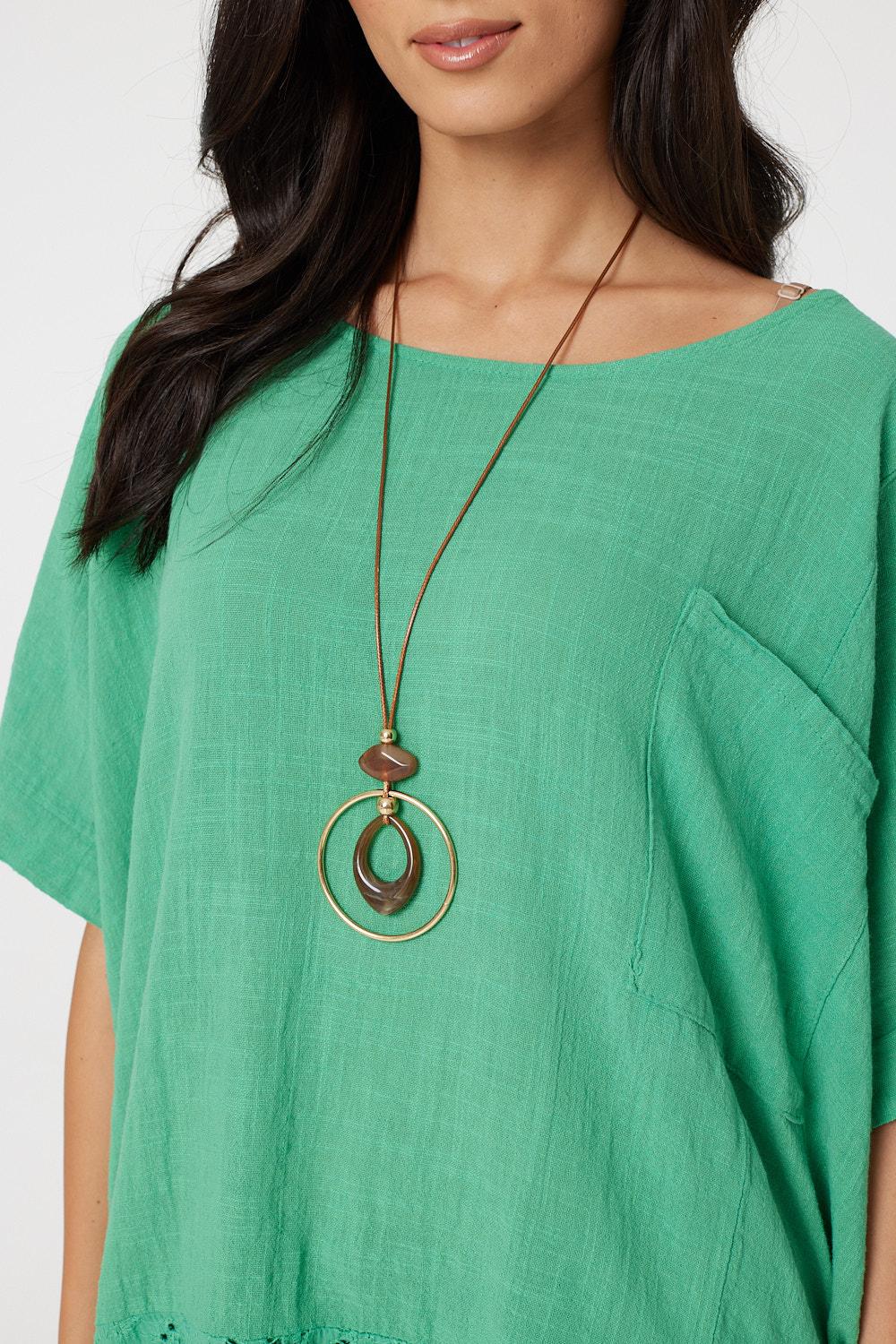 Green | Oversized Longline Blouse