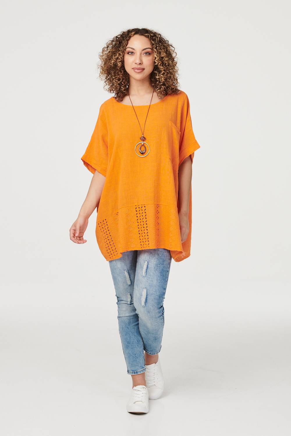 Orange | Oversized Longline Blouse