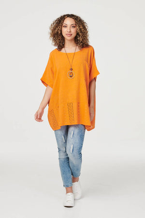 Orange | Oversized Longline Blouse