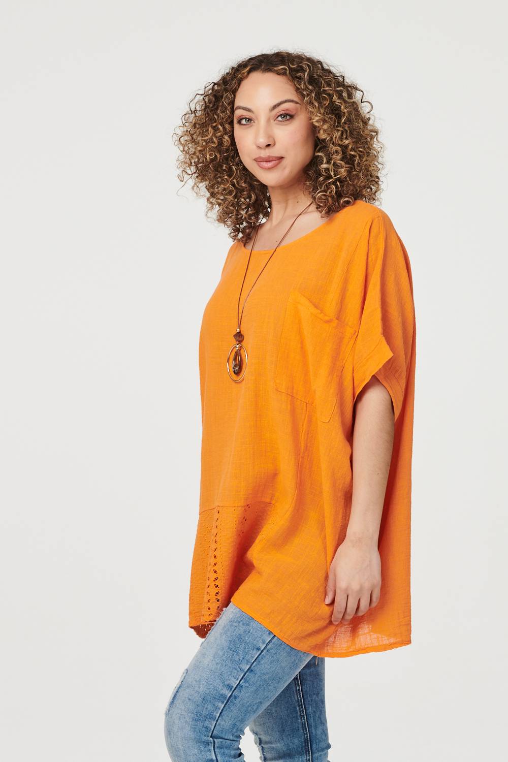 Orange | Oversized Longline Blouse