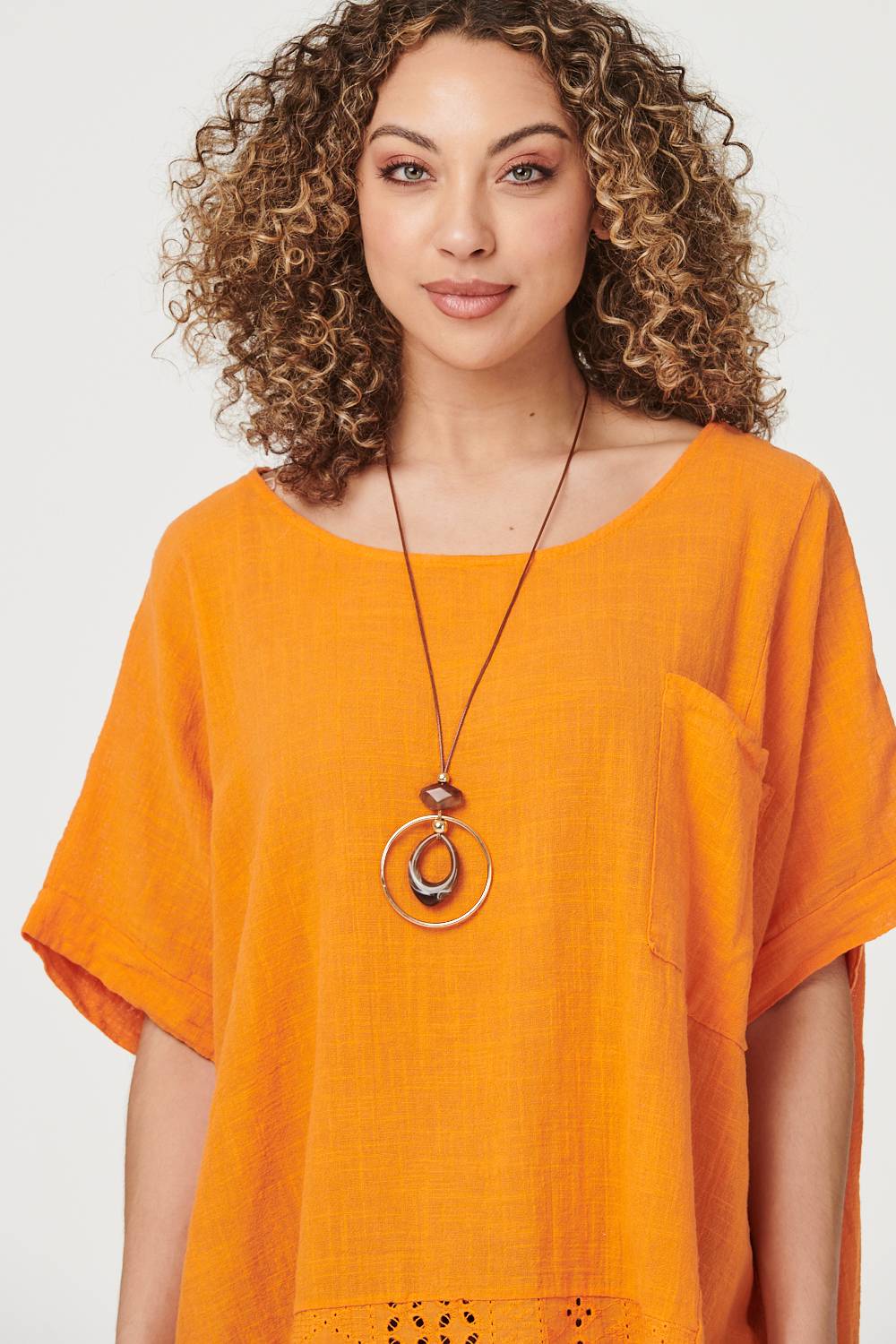 Orange | Oversized Longline Blouse