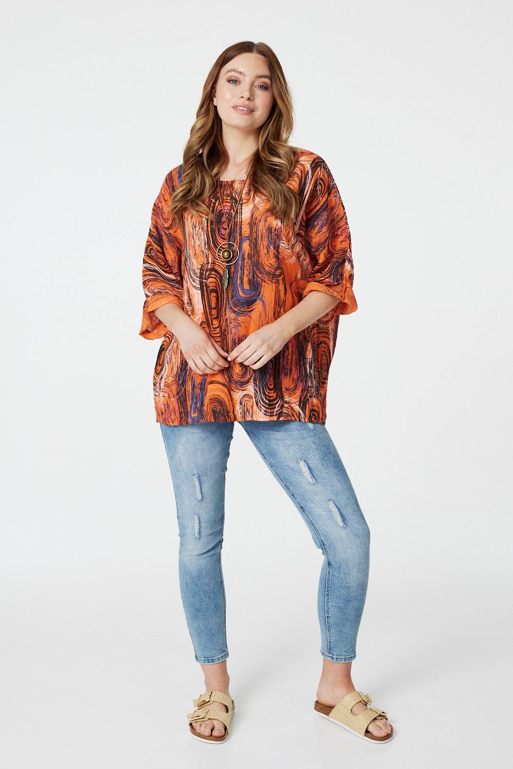 Orange | Abstract Oversized Blouse