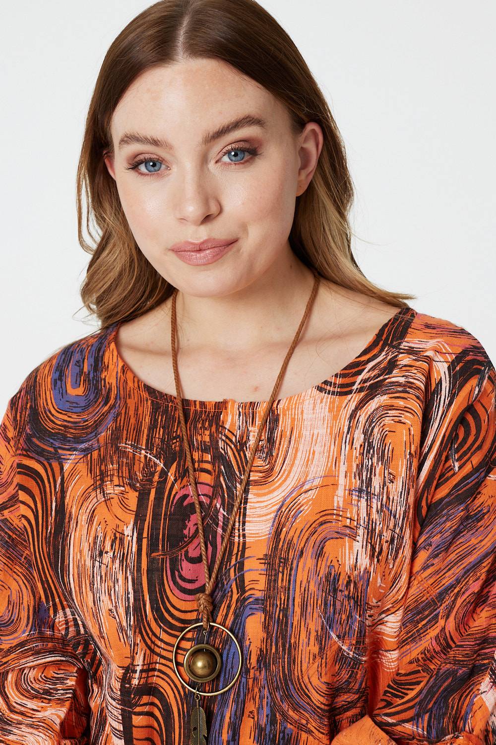 Orange | Abstract Oversized Blouse