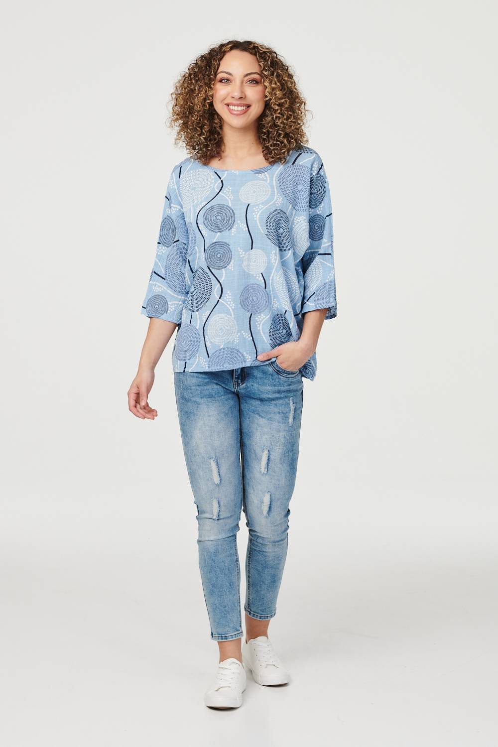 Blue | Geo Print Oversized Blouse