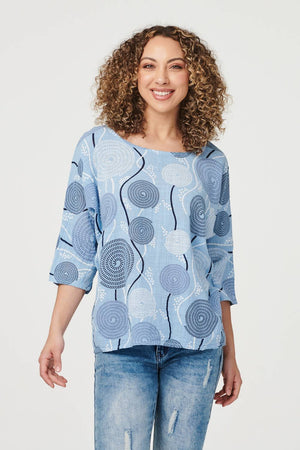 Blue | Geo Print Oversized Blouse
