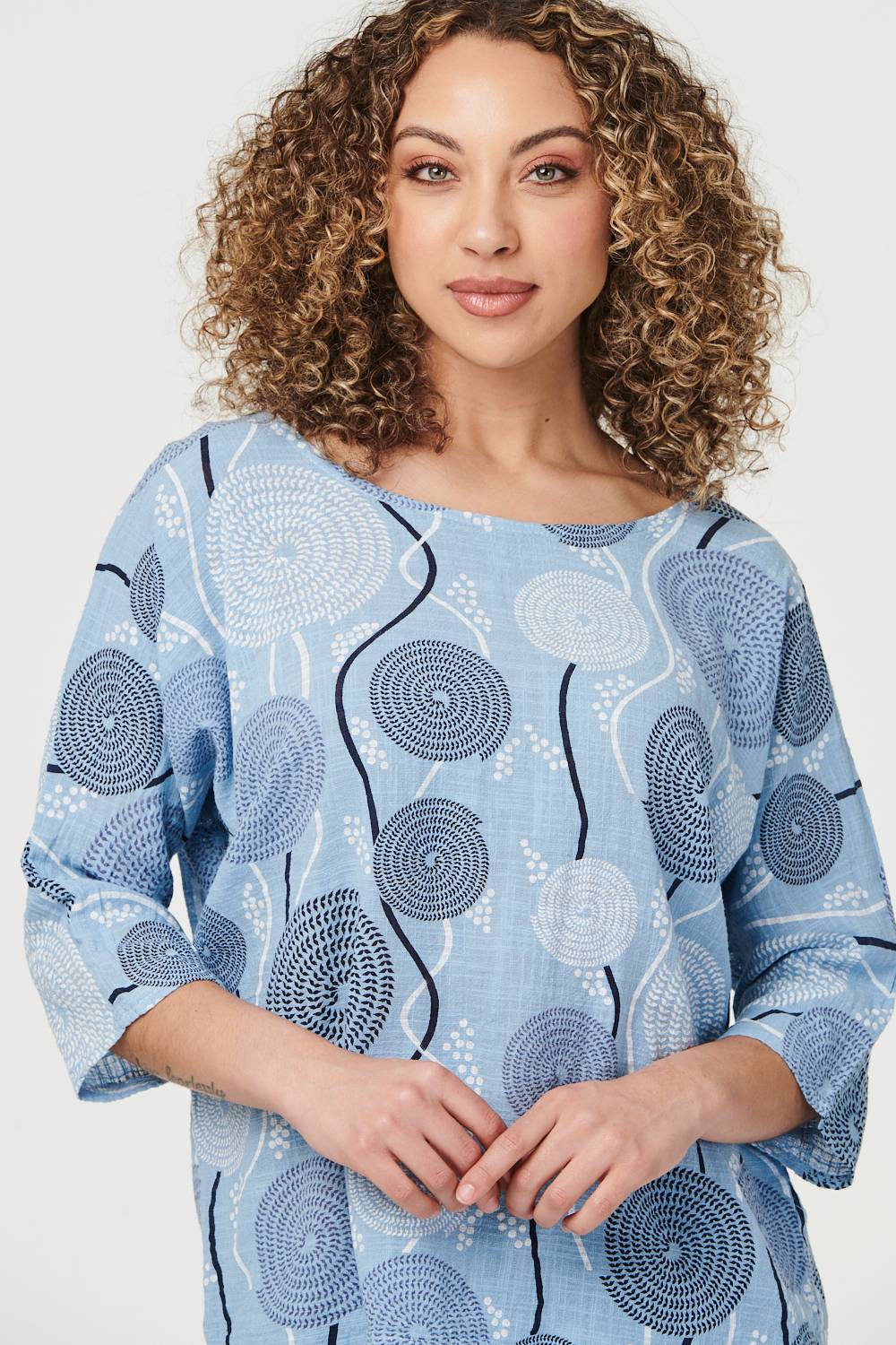 Blue | Geo Print Oversized Blouse