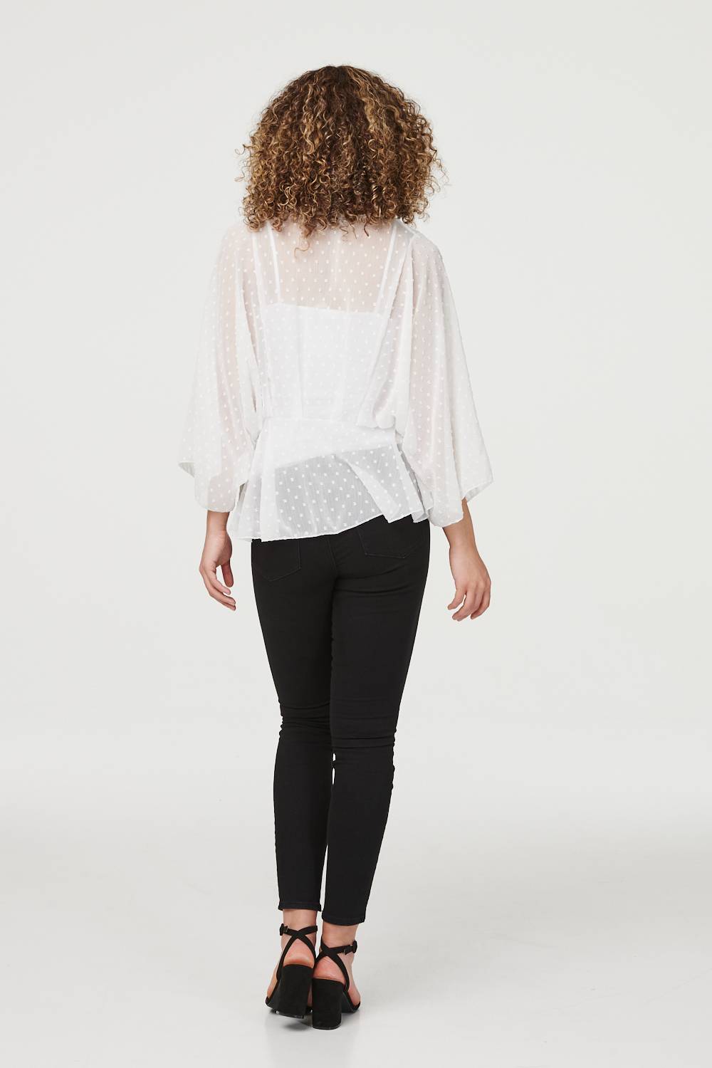 White | Polka Dot Long Sleeve Blouse
