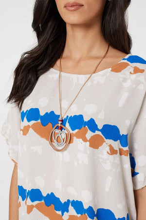Beige | Striped Oversized Batwing Blouse