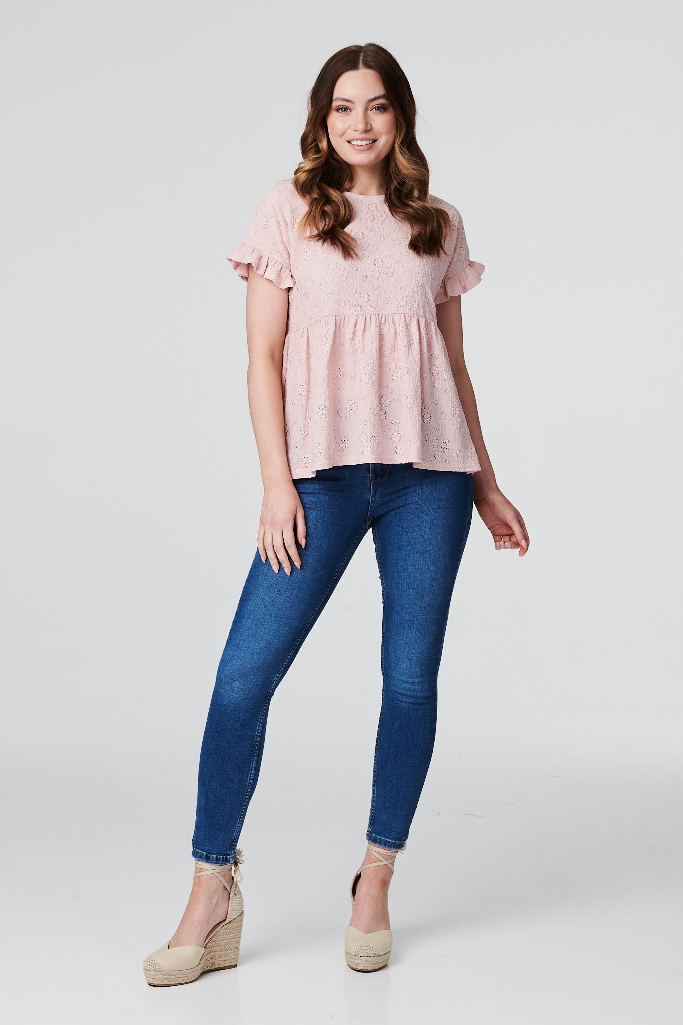 Pink | Floral Frill Sleeve Smock Top