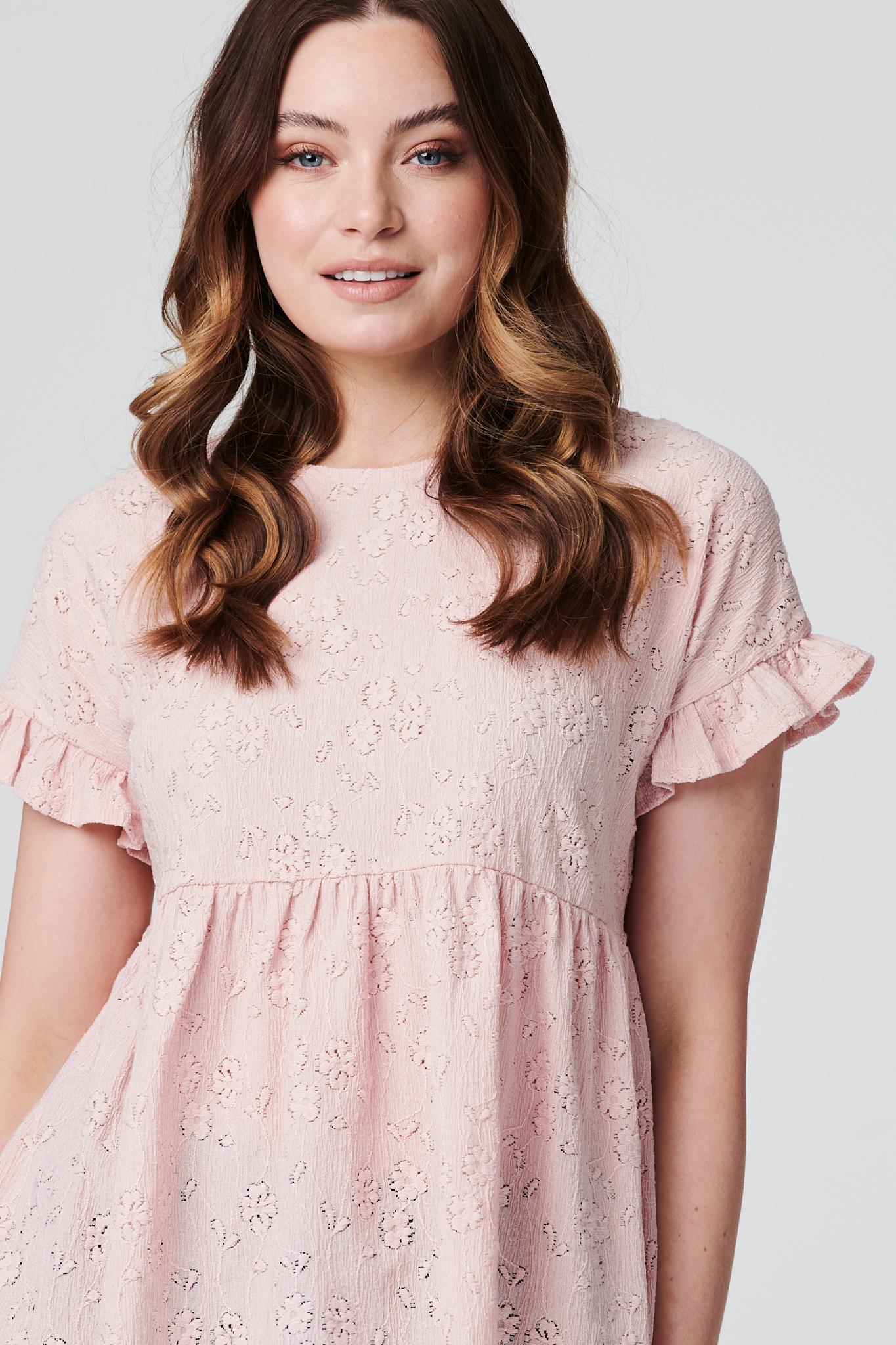 Pink | Floral Frill Sleeve Smock Top